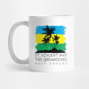 St Vincent and the Grenadines National Colors with Palm Silhouette Mug